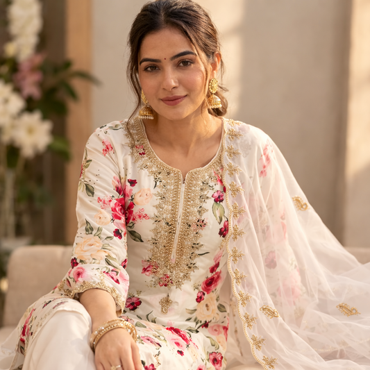 White 3 piece kurts set