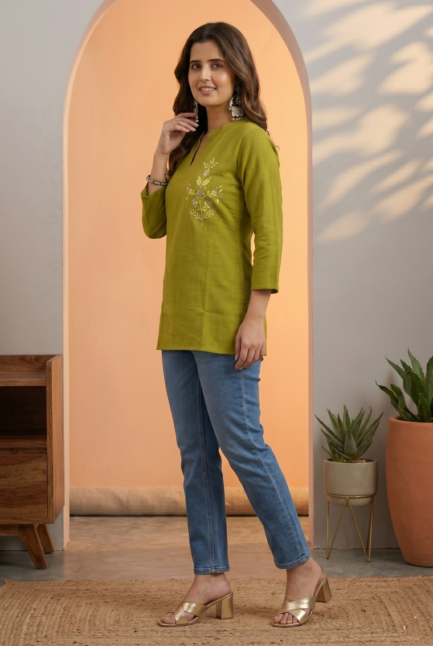 Embroidered Cotton Short Kurti for Women