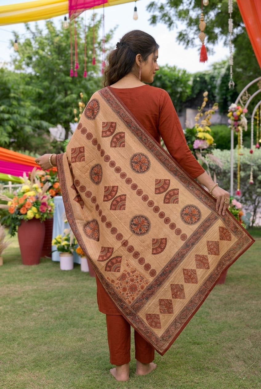 Premium Rust Ethnic Crepe Silk Suit