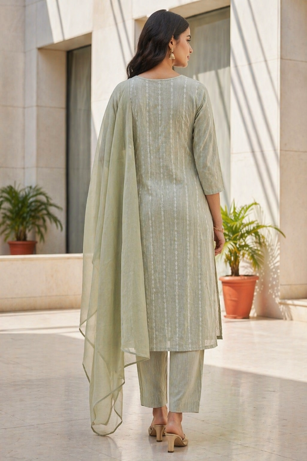 Cotton 3 Piece Kurta Set with Dupatta | Elegant Straight Kurti Pant Set for Women