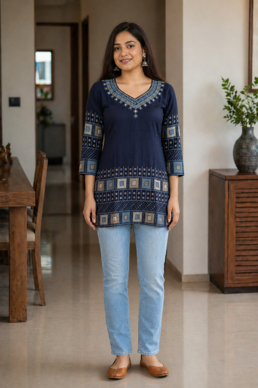 Grey Blue Cotton 3 Piece Kurta Set with Dupatta | Striped Straight Kurti Pant Set for Women