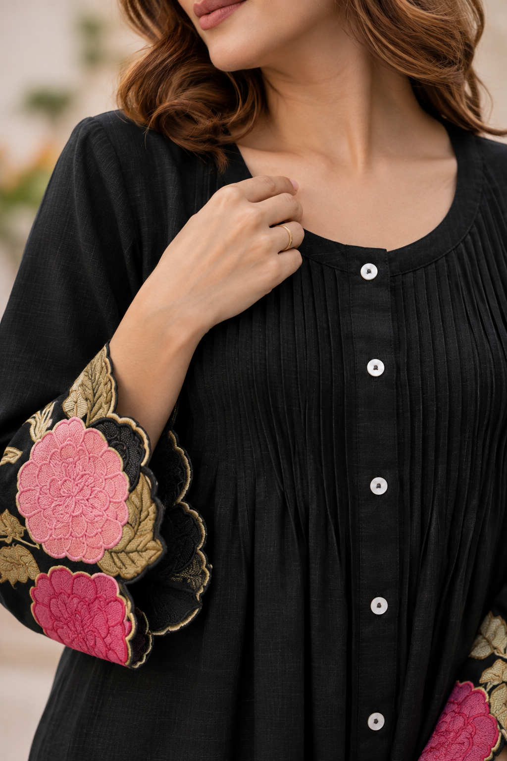 Pink Floral Embroidered Kurta Pant Co-Ord Set for Women