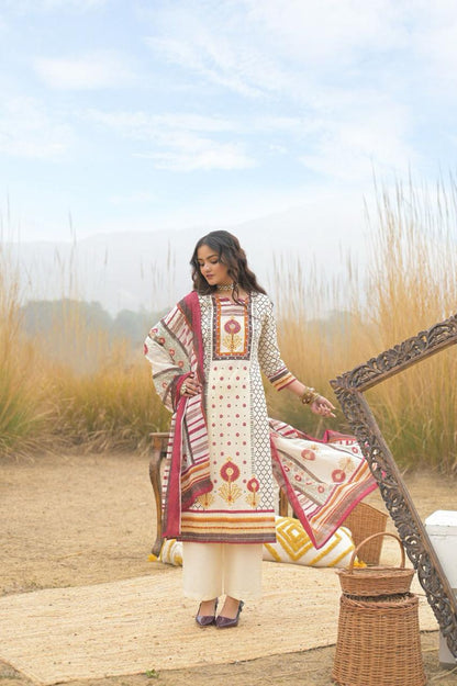 Premium Off-White & Maroon Ethnic Pure Cotton Suit Set