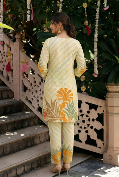 Premium Pistachio Floral Pure Cotton Co-ord Set
